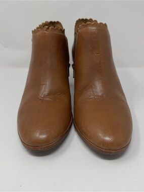 Jack Rogers Brown Scallop-Edge Leather Ankle Booties